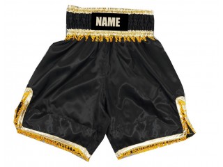 Custom Black and Gold Boxing Trunks : KNBSH-035-Black Custom Black and Gold Boxing Trunks : KNBSH-035-Black